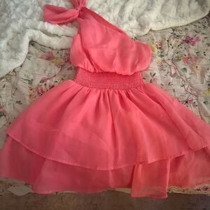 Main Strip Pink One Shoulder Dress